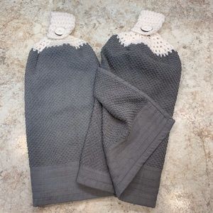 2 Hanging Kitchen Hand Towels / Handmade / Gray/ Cooking / Housewarming Gift
